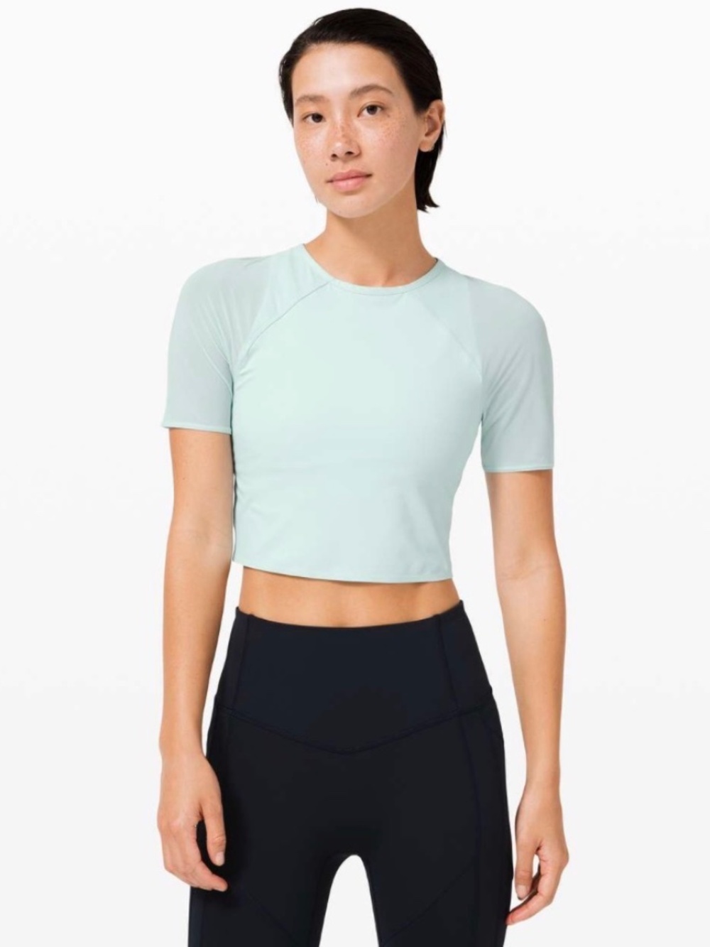 Lululemon Cropped Mesh Open Back Short Sleeve Top